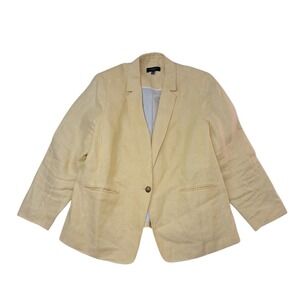 Talbots Blazer Jacket Women's Plus Size 20 Petite Yellow Linen Preppy Spring